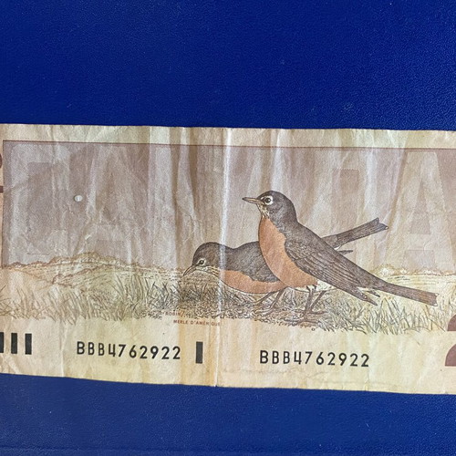 Canadian 2 Dollar Banknote 1986 used, Birds of Canada series