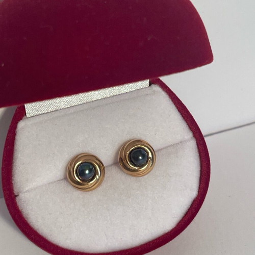 Vintage earrings gold-plated with black cultured pearls like new