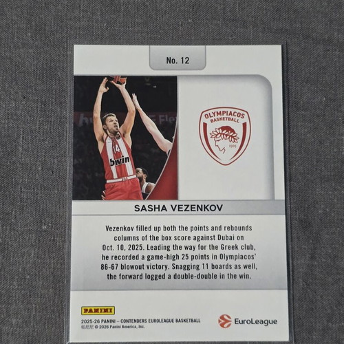 Sasha Vezenkov Game Night Euroleague Contenders 2025-2026 card