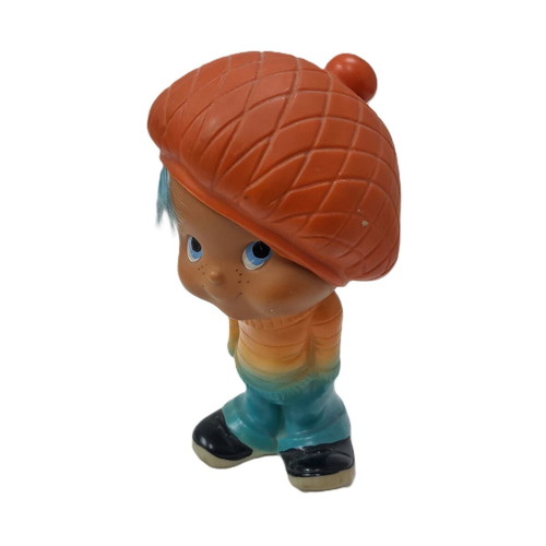 Vintage rubber figurine handpainted, used, 21 cm