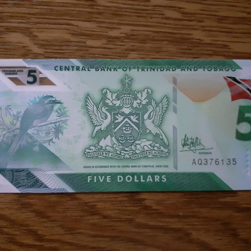 Trinidad and Tobago 5 Dollars 2020 polymer banknote new