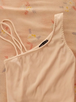 Bershka white short top with shoulder detail new