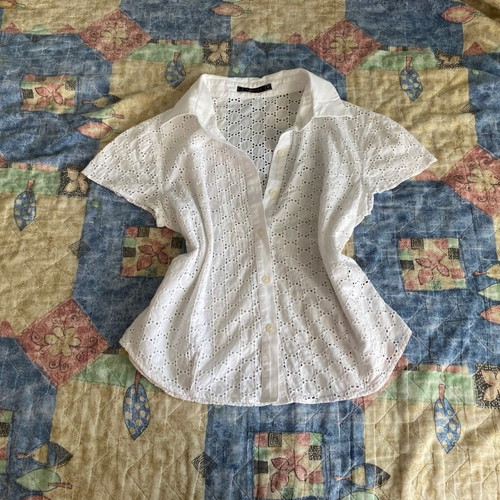Raxevsky white lace short-sleeve shirt new, cotton, cool