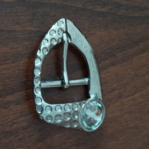 Collectible silver hammered Gutos belt buckle (1960, West Germany) with crystal used