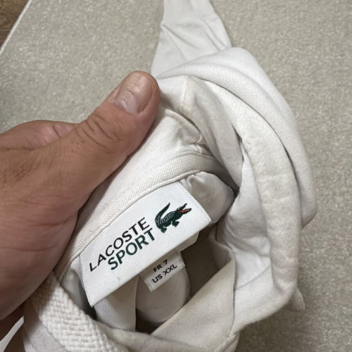 Lacoste cotton hoodie white XXL size
