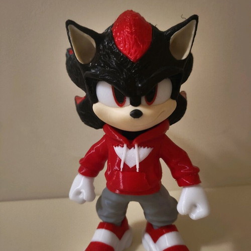 Shadow the Hedgehog 3D printed figure 22cm with red hoodie like new