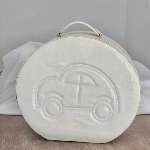 White toiletry bag new with car design