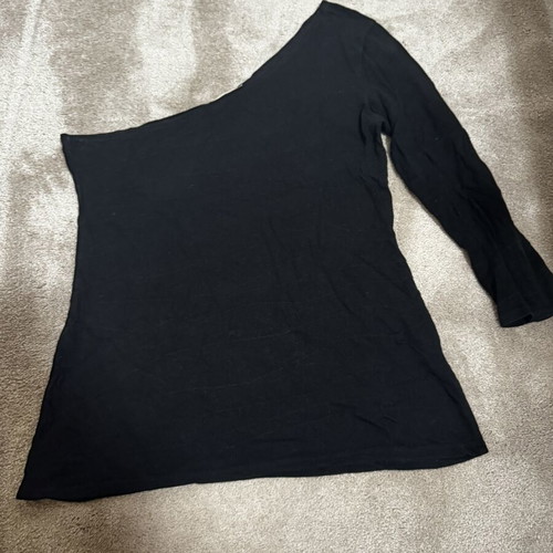 Etam Black Blouse Asymmetric One-Shoulder Cotton Like New