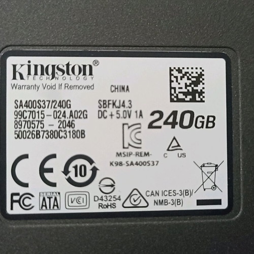 Kingston SA400S37/240G SSD 240GB used, 90% health
