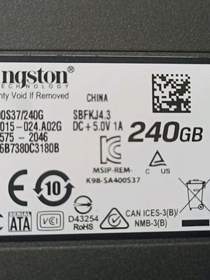 Kingston SA400S37/240G SSD 240GB μεταχειρισμένος, υγεία 90%
