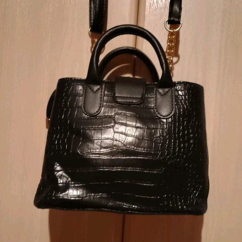 Crossbody bag new, black faux leather, adjustable strap