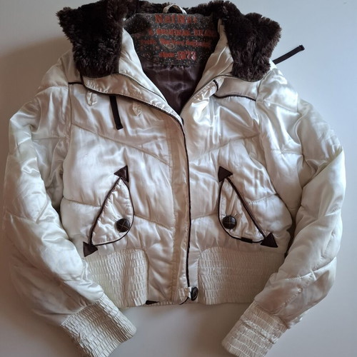 Naf Naf white winter jacket used, size M, short with hood