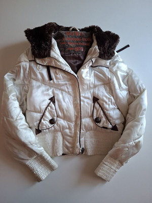 Naf Naf white winter jacket used, size M, short with hood