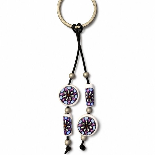 Keychain with Decorative Beads in Purple and Lilac Shades like new