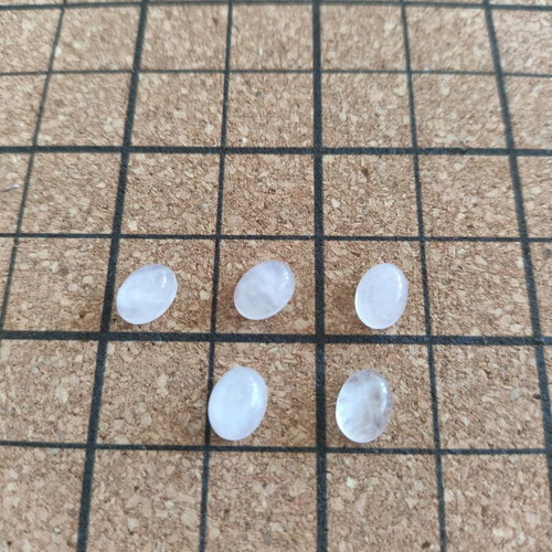 Rose quartz cabochon stones new, pack of 5, oval 6x8mm