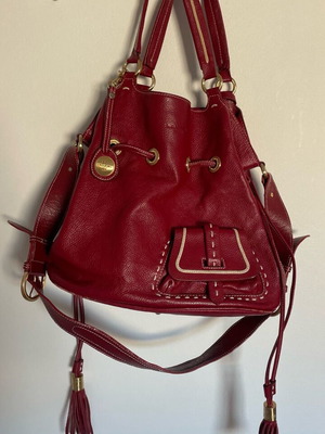 Lancel red shoulder bag used