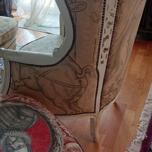 Collectible armchair and stool “The Descent of Dante” like new