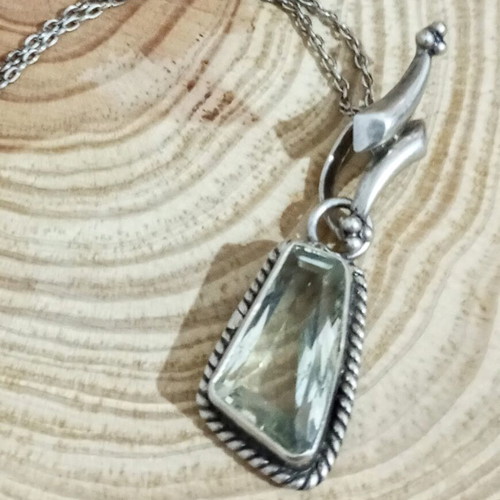 Necklace 925 silver with green amethyst used