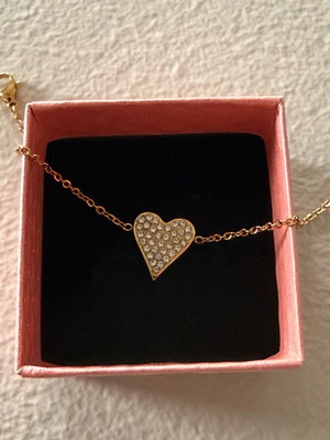 Steel bracelet with heart new, gold-colored