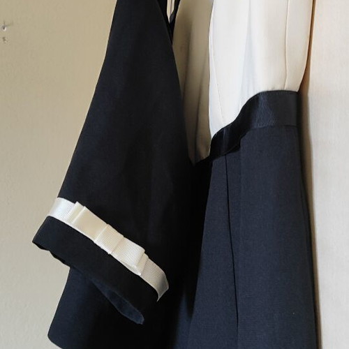Midi dress and bolero set like new, black and white, size S