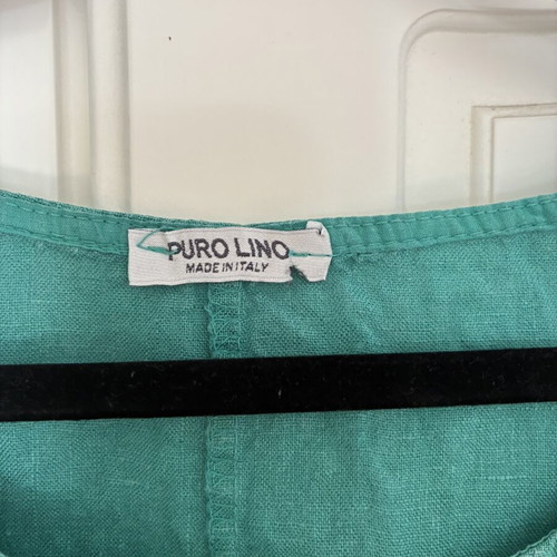 Puro Lino Italian Linen Midi Dress emerald green, like new
