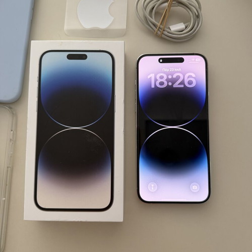 iPhone 14 Pro Max 128GB White like new with 13 cases including Apple