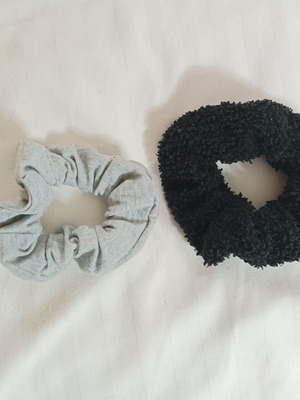 Cotton hair ties set of two, like new, gray and black
