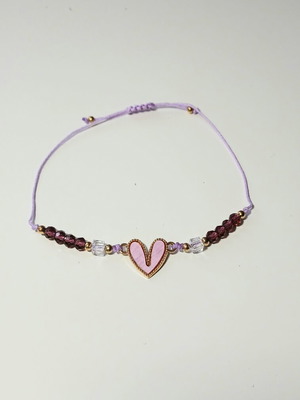 Handmade macrame bracelet with purple heart new