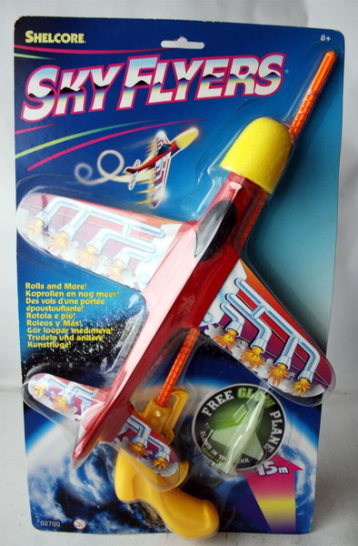 VINTAGE 1998 SKY FLYERS LAUNCHER & GLIDER FREEFLIGHT PLANE ΑΕΡΟΠΛΑΝΟ SHELCORE ΚΑΙΝΟΥΡΓΙΟ !