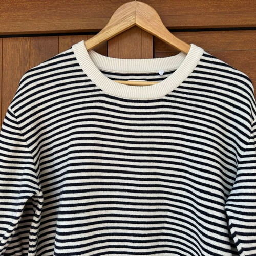 Cottonfield striped cotton sweater like new, size XXL, blue and white