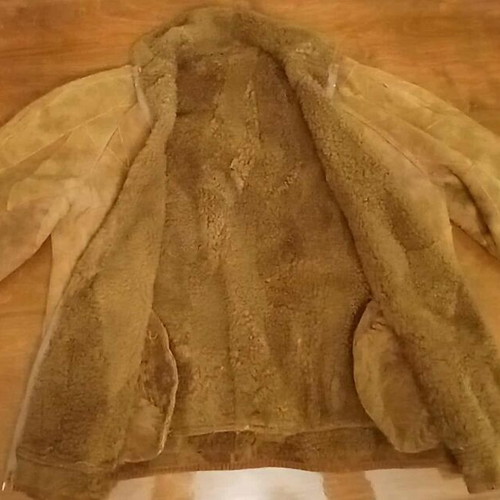 Handmade shearling jacket used, genuine sheepskin, size L