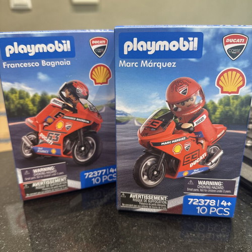 Playmobil Ducati Shell motorcycle toy