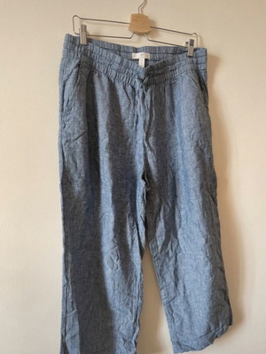 Cropped summer trousers H&M μεταχειρισμένο, μέγεθος XXL, άσπρο και μπλε