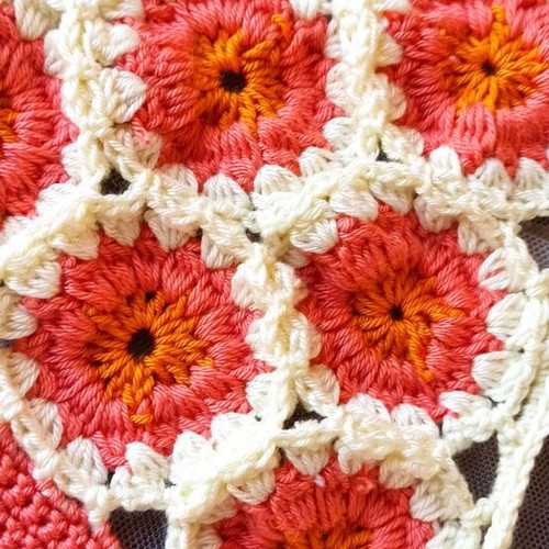 Handmade knitted bralette with flowers size Small new, pink beige