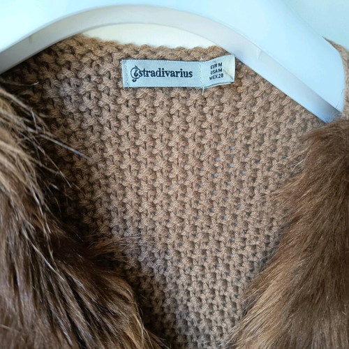 Stradivarius women's vest used with fur front and knitted back size M