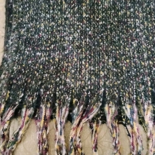 Knitted scarf like new, grey and brown with fringes
