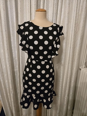 Lucy Wang polka dot dress, black and white, size M