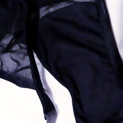 Zara Ousho Medium black sheer panties with rhinestone details