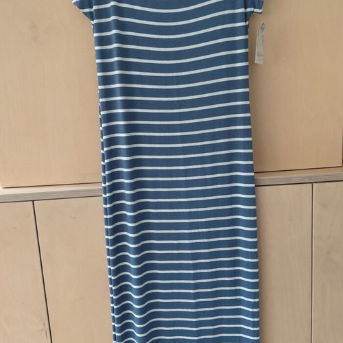 Fly & Love Maxi Striped Dress Denim Blue One Size New