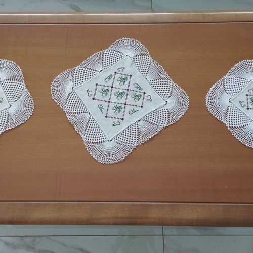 Vintage handmade crochet and embroidered 3-piece bedroom set