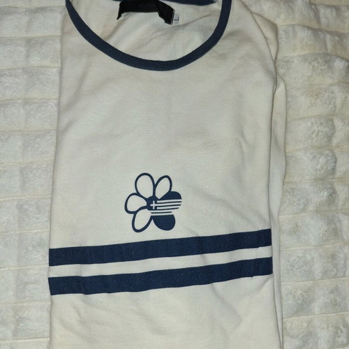 Long-sleeve shirt used, white and blue, size L