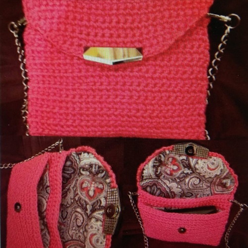 My Own knitted shoulder bag red and pink new