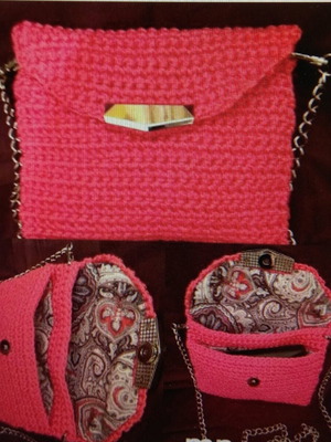 My Own knitted shoulder bag red and pink new