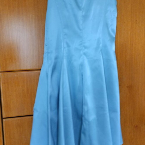 Evening dress size S blue with square neckline and side zipper new