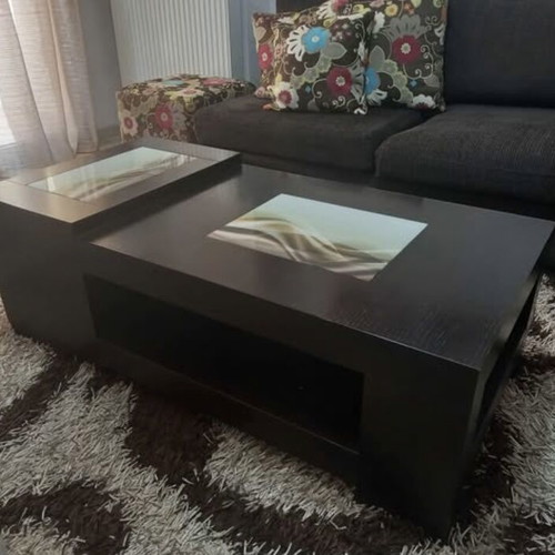 Corner sofa set used with two stools and coffee table with storage