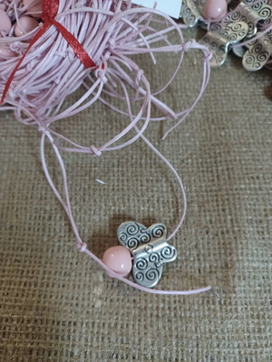 Baptism martyrika bracelets with metal butterfly and pink bead, pack of 100