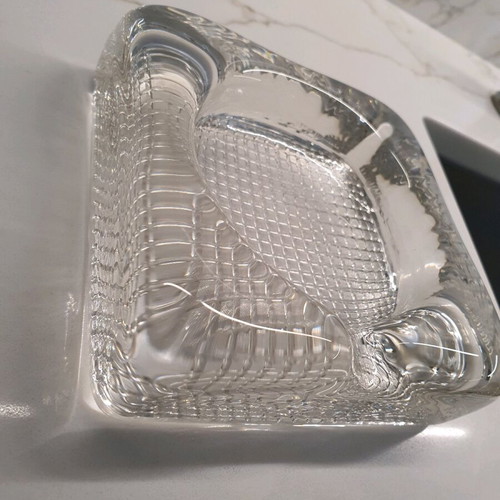 Glass ashtray new with geometric design