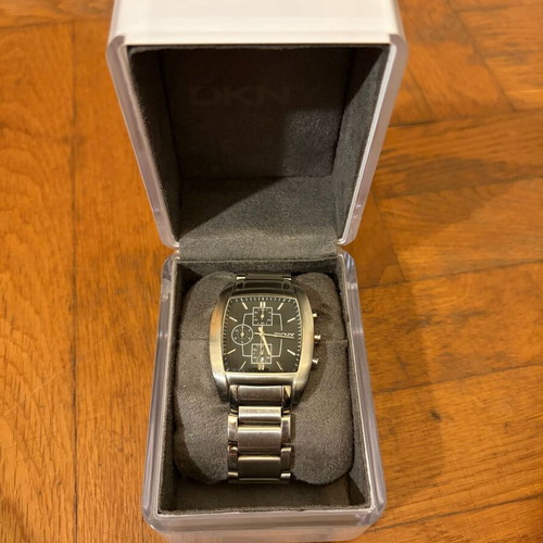 DKNY men's watch with chronograph like new, silver
