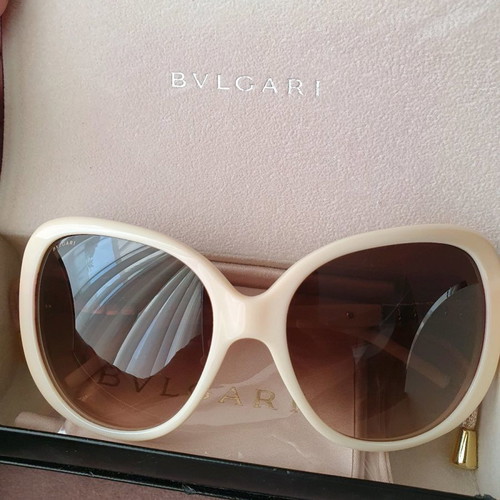 Bvlgari Sunglasses Beige Acetate Frame Brown Gradient Lens new