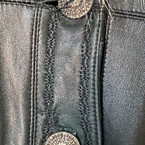 Lapel leather coat XXL with fox-type fur like new, black brown